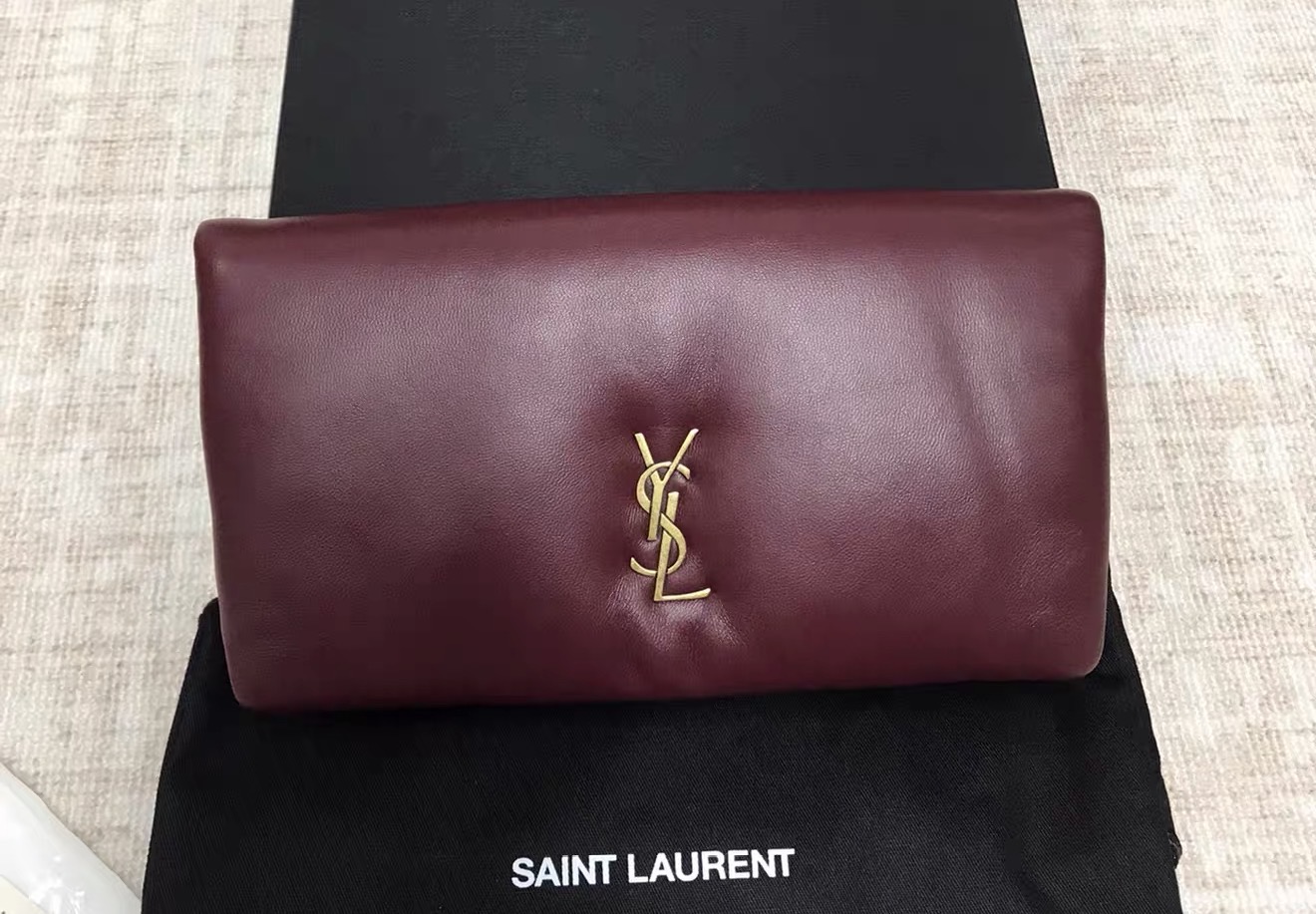 Saint Laurent Calypso Large Bi-Fold Wallet – Rouge Merlot