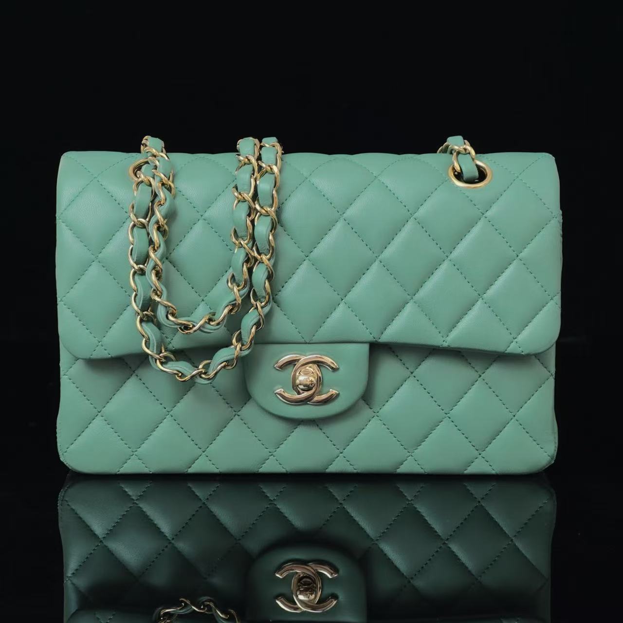 CHANEL Classic Flap Bag – Mint Green Lambskin Gold